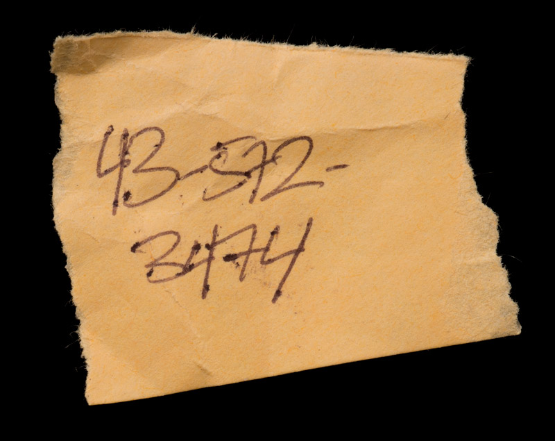 Scrap of paper with phone number found in the Jarndyke Ark