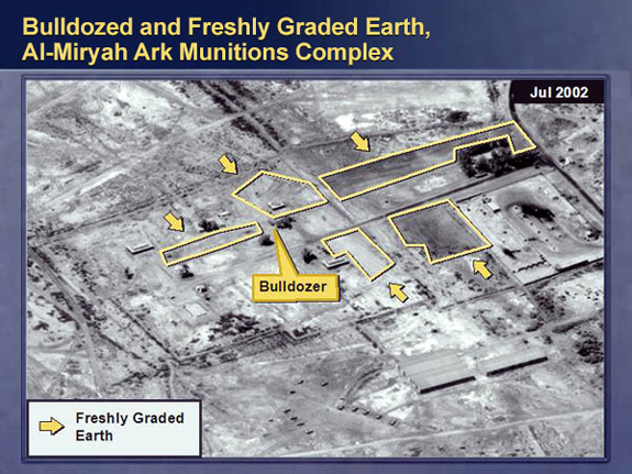 Slide used in U.S. Secretary of State Colin Powell's speech to the United Nations urging intervention in Iraq